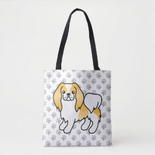 Bolsa Tote Limão E Branca De Cartoon Japonês Cão E Pata