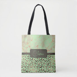 Bolsa Tote Limão Marble Glittery Dourada Leopard Personalizad