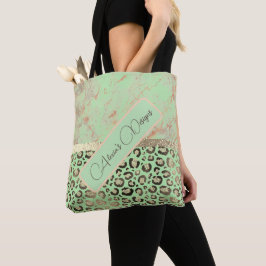Bolsa Tote Limão Marble Glittery Leopard Personalizado Tot Ba