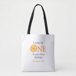 Bolsa Tote Limão, uma cinza de laranja primeiro aniversario f