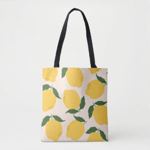 Bolsa Tote Limões amarelos suculentos, folhas verdes. Fru sa