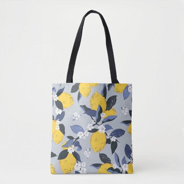 Bolsa Tote Limões Coloridos: Padrão Citrus Floral (Frente)