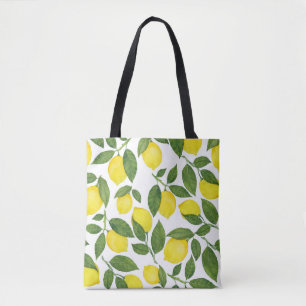 Bolsa Tote Limões de Aquarela: Padrão de Fruta de Verão