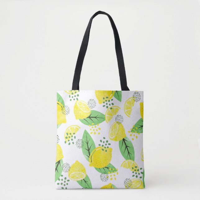 Bolsa Tote Limões de Aquarelas: Design Frutífero (Frente)