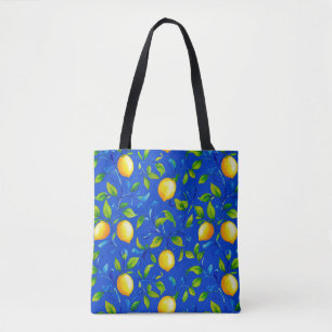 Bolsa Tote Limões de jardim italiano ensolarado. Céu azul. Bo