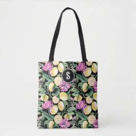 Bolsa Tote Limões e Tulipas Padrão Floral | Citrus Monograma