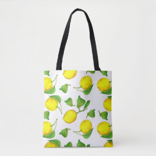 Bolsa Tote Limões Fruta de aquarelas Citrus Yellow