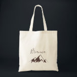 Bolsa Tote Limpar Bag de Bridesmaid da Serra<br><div class="desc">Esta limpíssima sacola de dama da dama de honra é o presente perfeito para apresentar suas madrinhas e madrinha de casamento para um casamento rústico. A design apresenta uma montanha marrom de cor aquática idílica.</div>