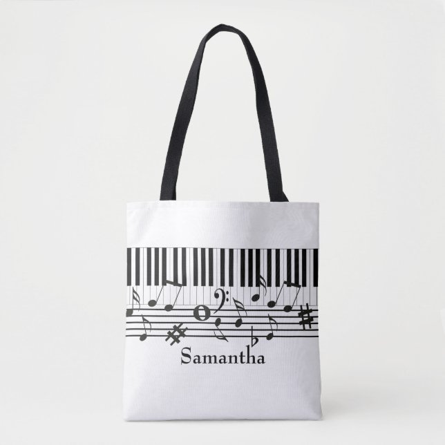 Bolsa Tote Limpeza Personalizada de Piano Treble (Frente)