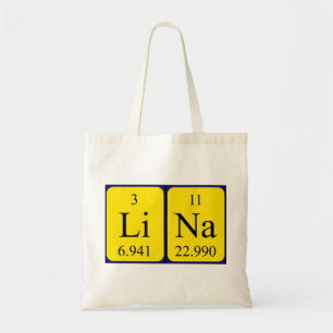 Bolsa Tote Lina com nome de mesa periódico para o saco