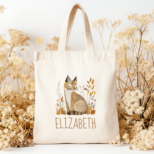 Bolsa Tote Lince da Floresta Personalizado Fofo (Criador carregado)