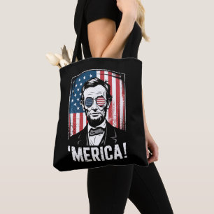 Bolsa Tote Lincoln Merica 4 de Julho Bandeira Americana Vinta