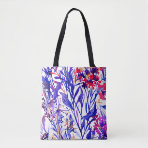 Bolsa Tote Linda aquarela padrão uniforme floral
