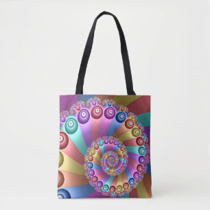 Bolsa Tote Linda Arco-Íris Colores Abstrato de Arte Fractal