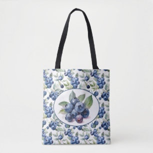 Bolsa Tote Linda arte de aquarelas Blueberry