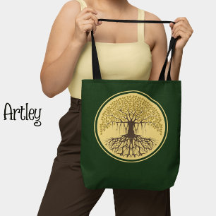 Bolsa Tote Linda árvore amarela verde de Banyan