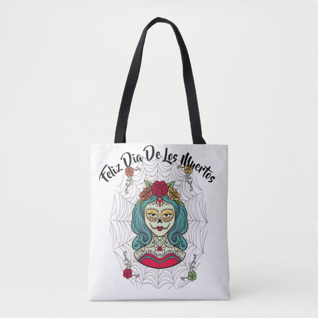 Bolsa Tote Linda Catrina Feliz Día de Muertos (Frente)
