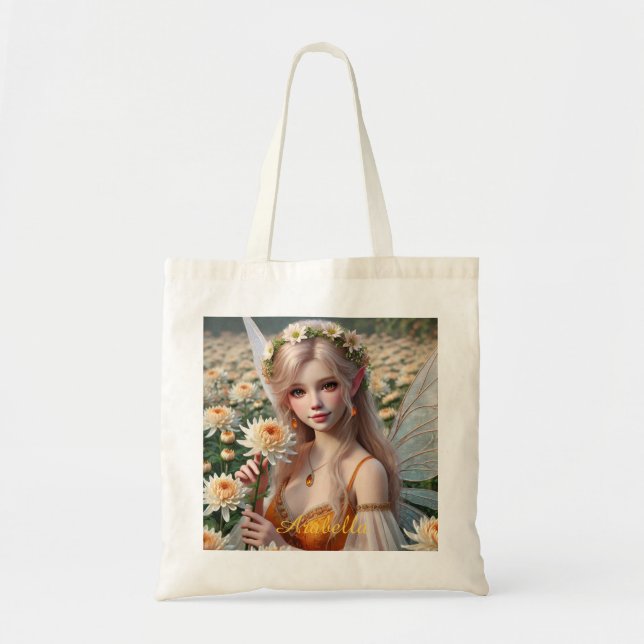 Bolsa Tote Linda Fada de novembro em Chrysanthemums (Frente)