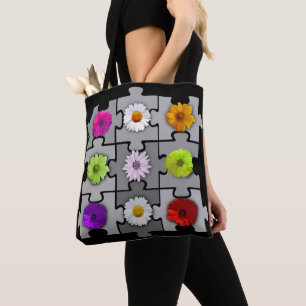 Bolsa Tote Linda flor de pipoca e padrão de Gerberas