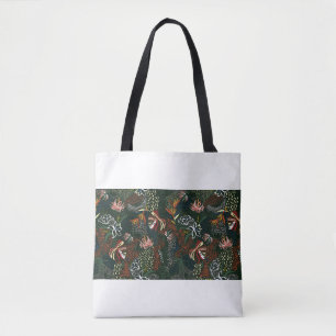 Bolsa Tote Linda flor desenhada pela mão, palmeira tropical