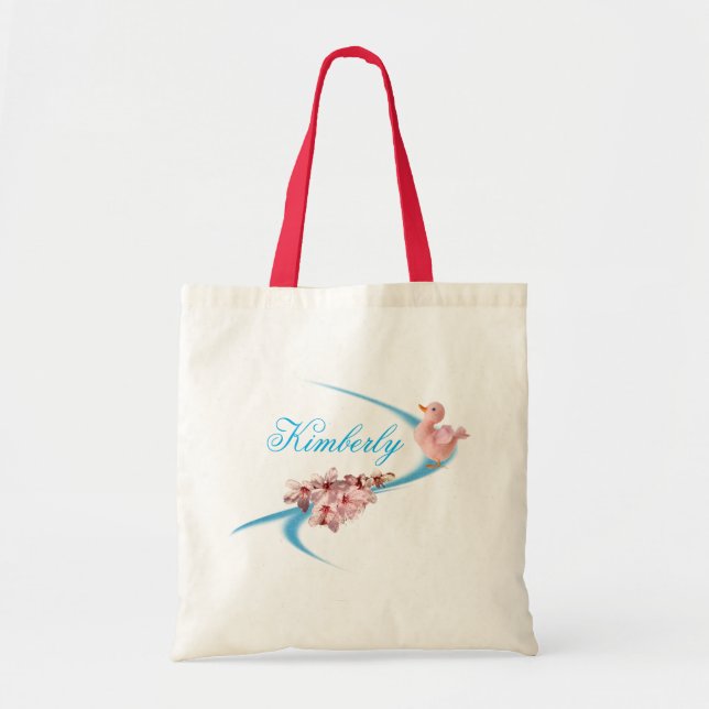 Bolsa Tote Linda Flor Rosa E Pato-De-Cabra (Frente)