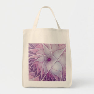 Bolsa Tote Linda Flor Rosa Moderna Abstrato, Arte Fractal
