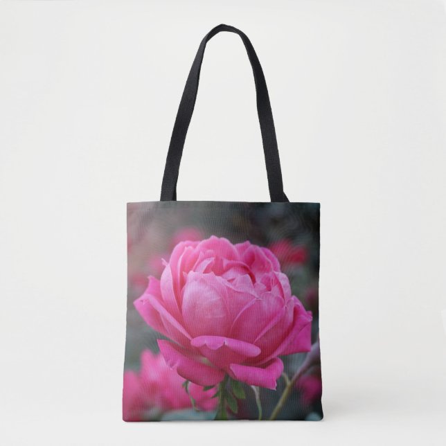 Bolsa Tote Linda flor rosa rosa rosa (Frente)