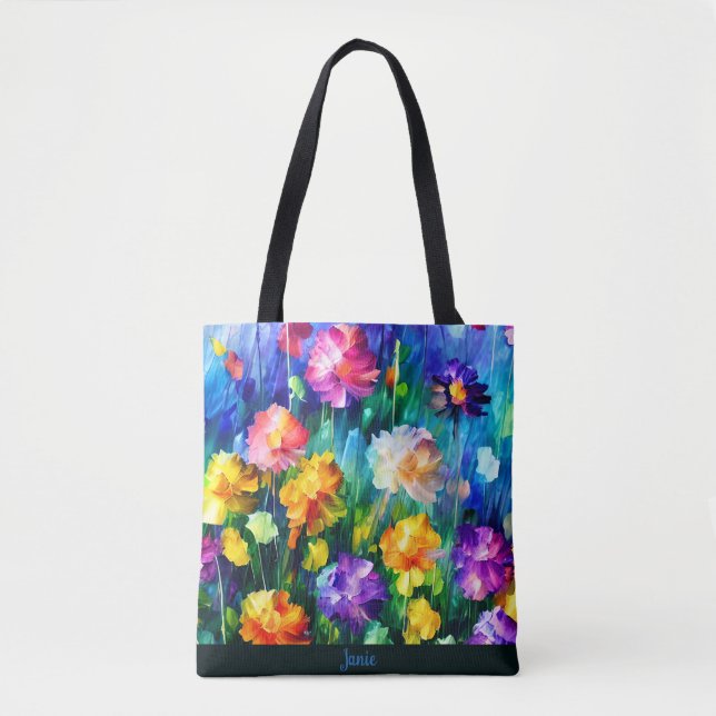 Bolsa Tote Linda Floral Moderna Personalizada (Frente)