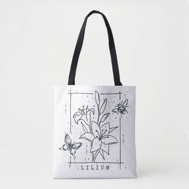 Bolsa Tote Linda Flores de Lily (Frente)