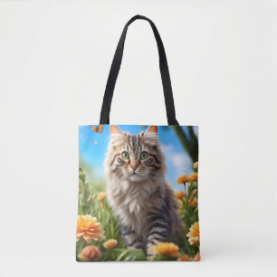 Bolsa Tote Linda gata de belo jardim