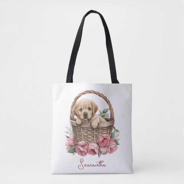 Bolsa Tote Linda Labrador Retriever Puppy (Frente)