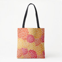 Linda Laranja e Vermelha Dahlia Floral