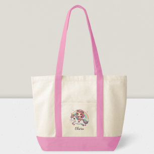 Bolsa Tote Linda Menina Bebê no Unicórnio
