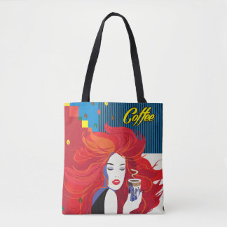 Bolsa Tote "Linda moça com copa de café" Pop Art