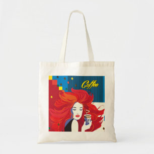 Bolsa Tote "Linda moça com copa de café" Pop Art