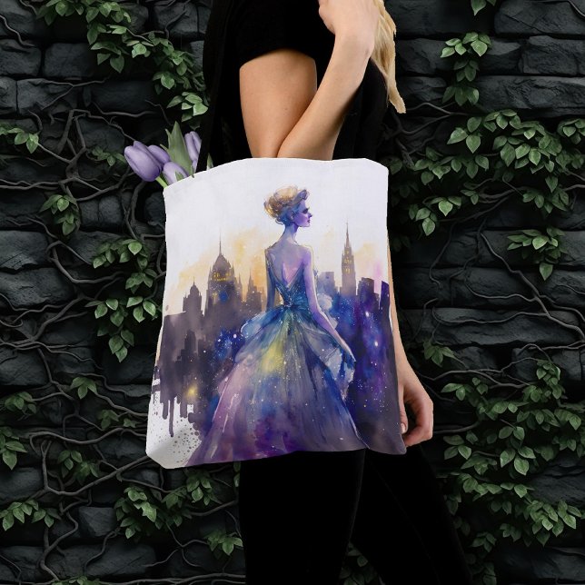 Bolsa Tote Linda Mulher | Abstrato Fairytale City Princess (Criador carregado)
