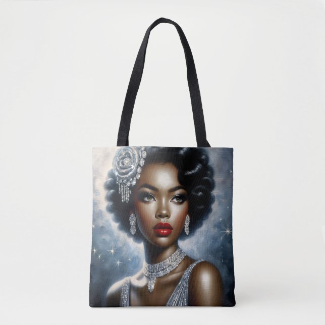 Bolsa Tote Linda Mulher Negra Glamor Estética (Frente)