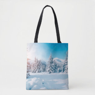 Bolsa Tote Linda paisagem natural de inverno, incrível montan