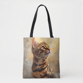 BOLSA TOTE LINDA PINTURA DE GATO BENGAL MARAVILHOSA