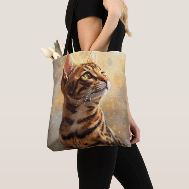BOLSA TOTE LINDA PINTURA DE GATO BENGAL MARAVILHOSA (Close Up)