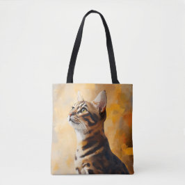BOLSA TOTE LINDA PINTURA DE GATO BENGAL MARAVILHOSA