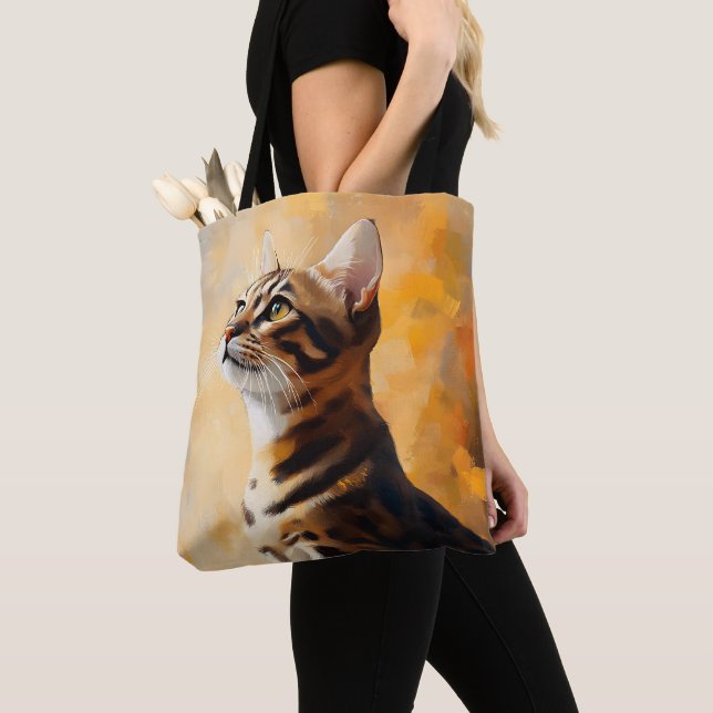 BOLSA TOTE LINDA PINTURA DE GATO BENGAL MARAVILHOSA (Close Up)