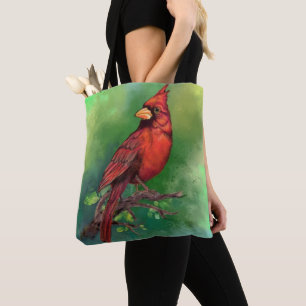 Bolsa Tote Linda pintura de pássaro vermelho Norte