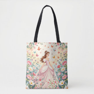 Bolsa Tote Linda princesa com borboletas