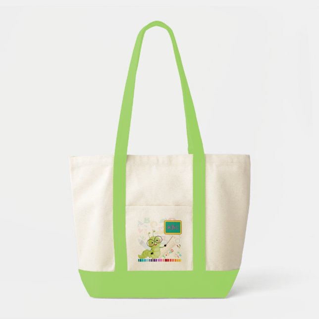 Bolsa Tote Linda Professora Lagarta Volta às Aulas  (Frente)