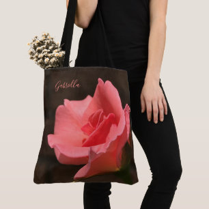 Bolsa Tote Linda rosa cor-de-rosa, personalize com o nome