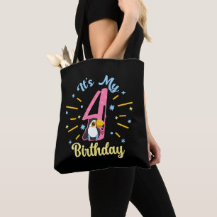 Bolsa Tote Linda tucano 4 de aniversário de 4 anos Menina de