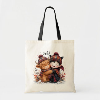 Bolsa Tote Linda Vaca das Terras Altas e Vampiro Halloween Aq