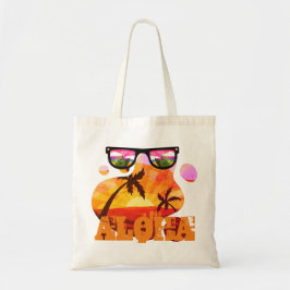 Bolsa Tote Linda vinheta de praia por pôr do sol ALOHA