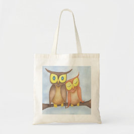 Bolsa Tote Linda Watercolor Owl Lovers
